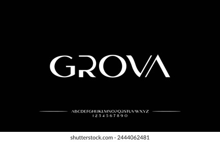 Grova is Elegant awesome alphabet letters font and number. unique serif font. Classic Lettering Minimal Fashion Designs. Typography fonts regular uppercase and lowercase. vector illustration