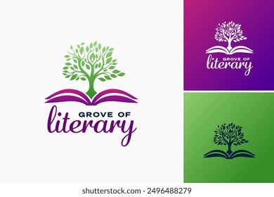 Grove of Literary Logo Design Template: Reflects knowledge  enlightenment, ideal for bookstores or publishing houses. Layered EPS Vector