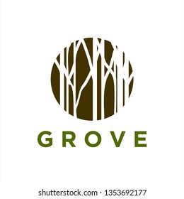 grove logo design inspiration . forest logo design . jungle logo template 