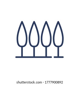 Grove thin line icon. Row of trees, garden, park isolated outline sign. Nature, outdoor landscape, plants concept. Vector illustration symbol element for web design and apps
