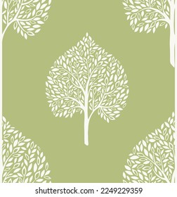 Grove Tree Pattern Vector design on green background 