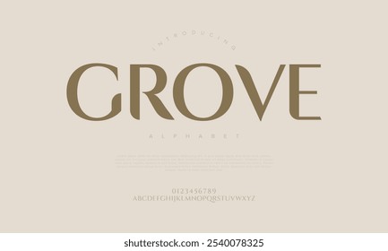 Grove tipografia beleza moda elegante minimalista serif italic fontes decorativo casamento vintage retro logos. Logotipo de fonte de luxo mínimo alfabeto. Ilustração vetorial