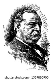 Grover Cleveland 1837 to 1908 he was an American politician and lawyer 22nd and 24th president of the United States governor of New York vintage line drawing or engraving illustration