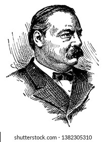 Grover Cleveland, 1837-1908, war ein amerikanischer Politiker und Rechtsanwalt, 22. und 24. Präsident der Vereinigten Staaten, Gouverneur von New York, Vintage Line Zeichnen oder Gravieren Illustration