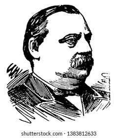 Grover Cleveland, 1837-1908, he was an American politician and lawyer, 22nd and 24th president of the United States, governor of New York, vintage line drawing or engraving illustration