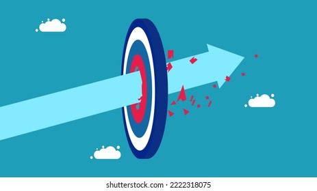 Grow and achieve goals. The growing arrow smashed past the target