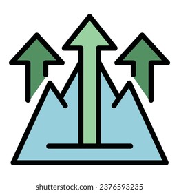 Crecer vector de contorno de icono de ventaja. Organización. Color crítico del juego