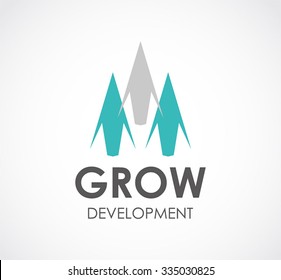 Grow of arrow development abstract vector and logo design or template progress business icon of company or corporate identity symbol concept