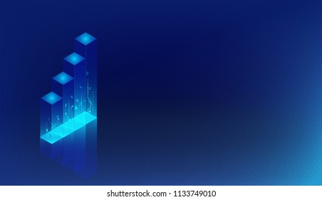 Grow artificial intelligence big data deep learning digital controls devices  3D Vector illustration