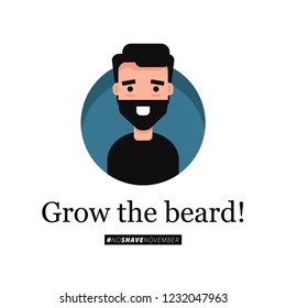Grow the Beard No Shave November Social Media post Template with Hashtag 