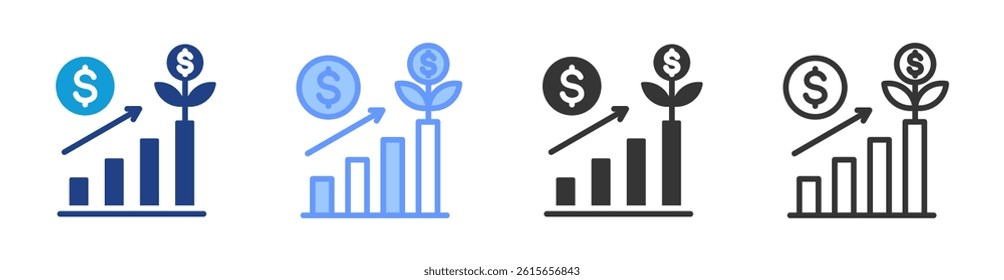 Grow Business icon set multiple style collection