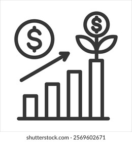 Grow Business Outline Icon Vector Illustration