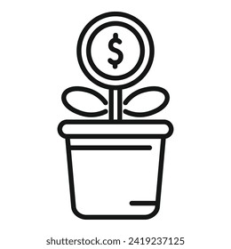 Grow business plant icon outline vector. Change sales. Filled marketing