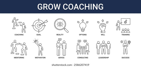 Grow Coaching icon set collection