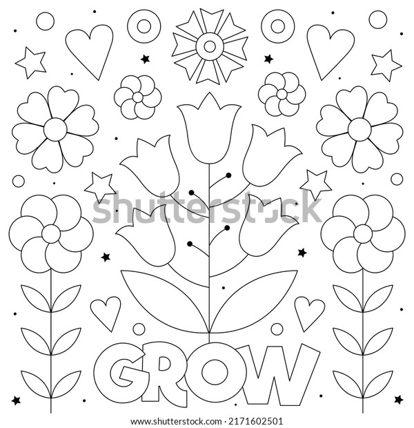 Grow Coloring Page Black White Vector: vetor stock (livre de direitos ...