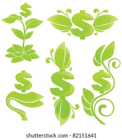 the grow of dollar vector collection of symbols