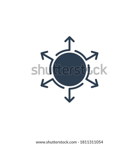 Grow expand spread your company idea influence concept elements icon logo. Arrows in different direction. Stock vector illustration isolated on white background.