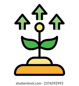 Crecer el vector de contorno de iconos expertos. Equipo de negocios. Color del objetivo de éxito plano