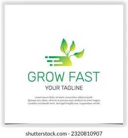 grow fast plant logo design creative premium elegant template vector eps 10