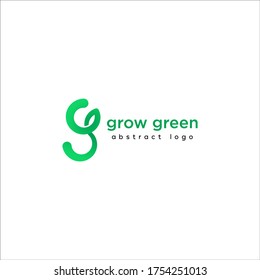 grow green abstract logo unique, modern and simple style design The concept of a leaf that grows with the initials G is suitable for companies or businesses that use growth symbols