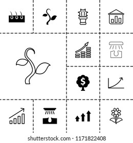Grow Icon. Collection Of 13 Grow Filled And Outline Icons Such As Hair Removal, Graph, Money Tree, Money Growth, Graph On Board. Editable Grow Icons For Web And Mobile.