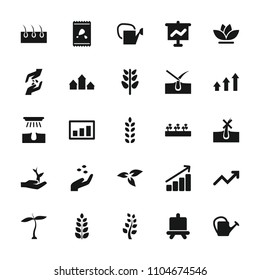 Grow icon. collection of 25 grow filled icons such as plant, hand with seeds, board, no hair in skin, shave hair in skin, watering can. editable grow icons for web and mobile.