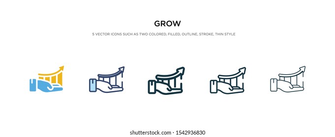 grow icon in different style vector illustration. two colored and black grow vector icons designed in filled, outline, line and stroke style can be used for web, mobile, ui