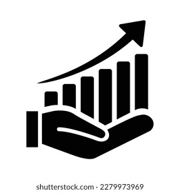 Grow icon. Financial growth graph. Stock market profit or investment chart vector sign. sales increase report. 