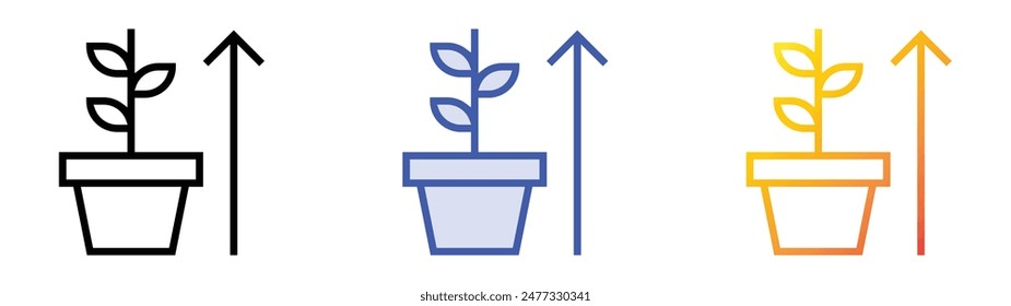 icono de crecimiento. Diseño de estilo de relleno lineal, azul y degradado aislado sobre fondo blanco