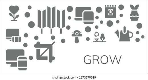 grow icon set. 11 filled grow icons.  Simple modern icons about  - Plant, Wheat, Responsive, Mushroom, Park, Crop, Fertilizer, Watering can