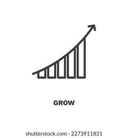 grow icon. Thin line grow icon from startup and strategy collection. Outline vector isolated on white background. Editable grow symbol can be used web and mobile