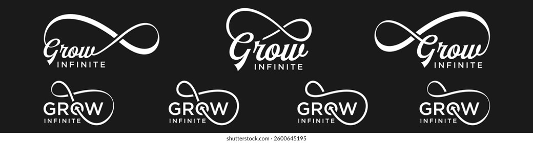 grow Infinity logo design, wordmark grow with Infinity icon combination, vector illustration