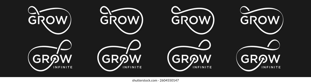 grow Infinity logo design, wordmark grow with Infinity icon combination, vector illustration