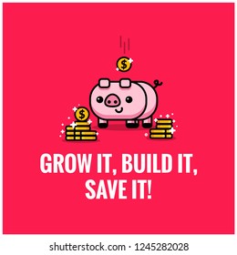 Grow It, Build It, Save It Motivational Money Quote Poster