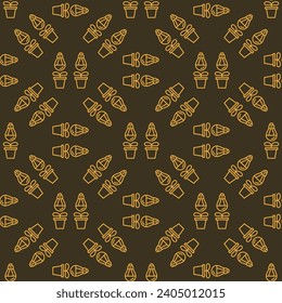 Grow Light Bulbs with Plants vector Phyto Lightbulbs concept linear seamless pattern