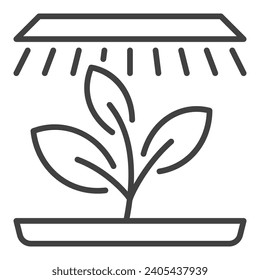 Groer la luz con el icono de concepto de vector Seedling Phytolamp o iniciar sesión en el estilo de línea delgada