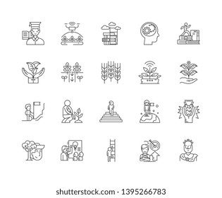 Grow line icons, signs, vector set, outline illustration concept 