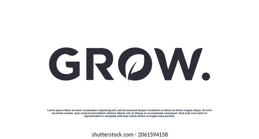 Grow logo design with creative leaf concept Premium Vector