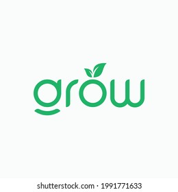 Grow logo design lettering vector template