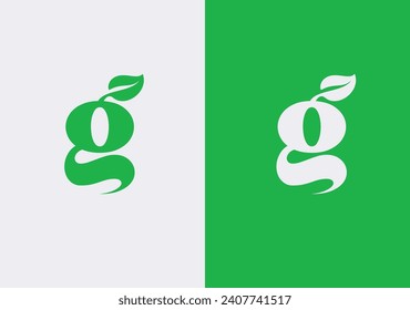 Grow logo design lettering vector template, letter G with leaf logo vector