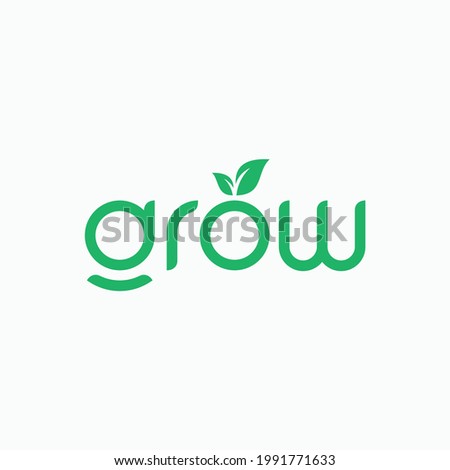 Grow logo design lettering vector template