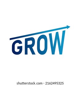 Grow logo with letters getting bigger and arrows above them