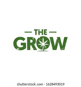 The Grow Logotype Template. Negative Space Symbol Vector.