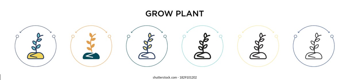 Grow plant icon in filled, thin line, outline and stroke style. Vector illustration of two colored and black grow plant vector icons designs can be used for mobile, ui, web