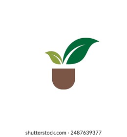 Grow Plant Leaf Logo Vector. Organic vector leaves