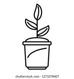 Grow plant pot icon. Outline grow plant pot vector icon for web design isolated on white background