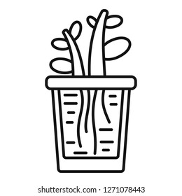 Grow plant rock pot icon. Outline grow plant rock pot vector icon for web design isolated on white background