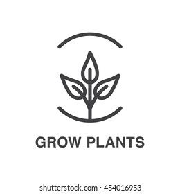 Grow plants vector line art  icon. Ecology concept.