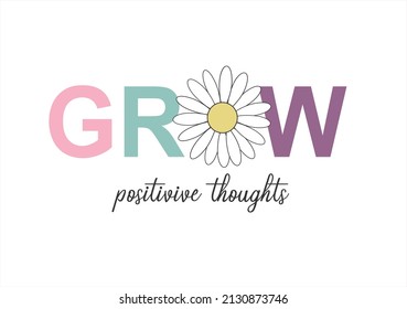 grow positive thoughts design hand drawn