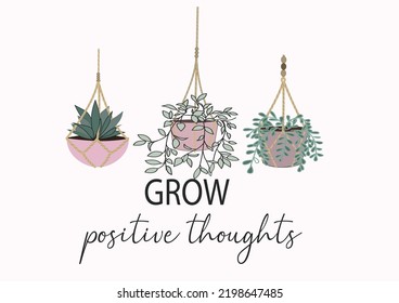 grow positive thoughts vector design